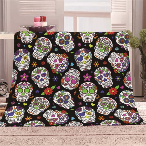 PLEETS Kuscheldecke Flauschige Decke 150 x 200cm Bemalter Totenkopf Super Weich Fleecedecke auch als Wohndecke, Tagesdecke, Sofadecke & Wohnzimmer geeignet, Überwurf Decke Sofa & Couch von PLEETS