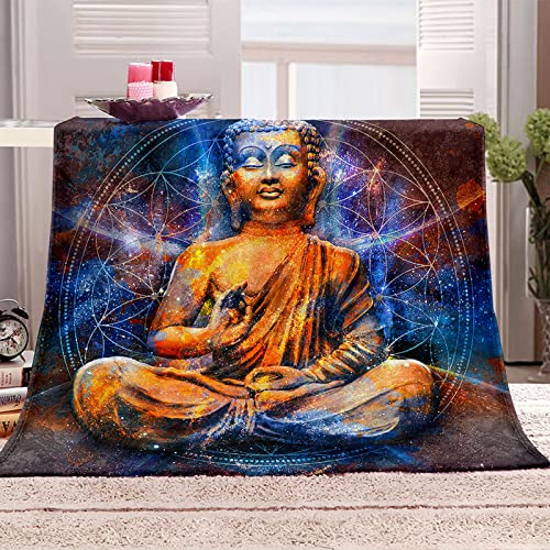 PLEETS Kuscheldecke Flauschige Decke 150 x 200cm Buddha-Muster Super Weich Fleecedecke auch als Wohndecke, Tagesdecke, Sofadecke & Wohnzimmer geeignet, Überwurf Decke Sofa & Couch von PLEETS