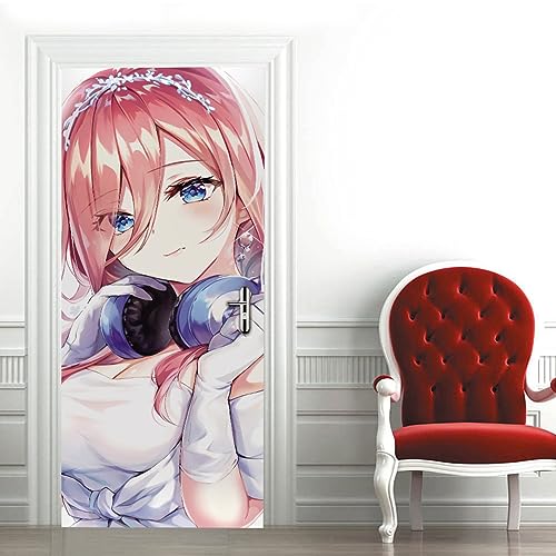 PLEETS Türaufkleber Türtapete Anime Mädchen Türbilder Selbstklebend Türposter Fototapete Wasserdichte Abnehmbare Tapete Vinyl Tür Aufkleber Schlafzimmer Badezimmer 80 x 210cm von PLEETS