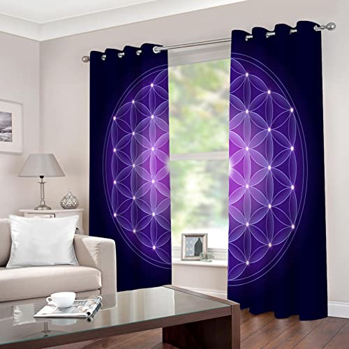 PLEETS Vorhang lila geometrisches Muster Gardinen mit ösen Verdunkelungsvorhang 2er Set für Schlafzimmer Kinderzimmer Wohnzimmer Dekoration B117 x H138 cm von PLEETS