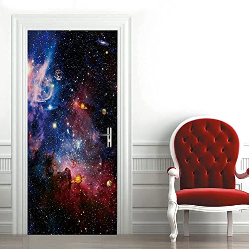 Türtapete Selbstklebend Planet Galaxie Weltraum Universum 90 X 200 Cm Türtapete Selbstklebend Türfolie Türposter 3D Vinyl Folie Türdeko Tapete Wandbild Türtattoo - Kinderzimmer Wohnzimmer Küche Schla von PLEETS