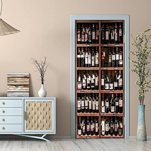 Türtapete Weinschrank Weinregal Bar 77 X 200 Cm Selbstklebend Türposter 3D Türaufkleber Fototapete 3D Effekt Türfolie Wandtattoo Wandbild - Diy Wohnzimmer Schlafzimmer Büro Wohnkultur Dekoration - Tü von PLEETS