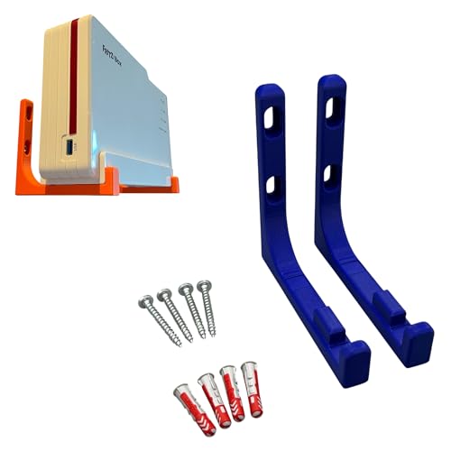 Wandhalterung für AVM Fritz! FritzBox 5690 Pro Halterung inkl. Befestigungsmaterial (Blau) von PLEXONE
