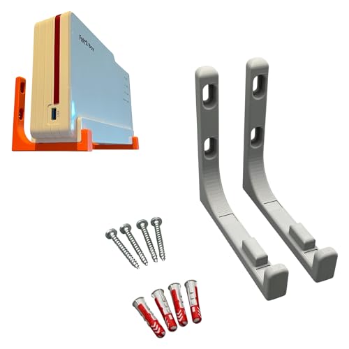 Wandhalterung für AVM Fritz! FritzBox 5690 Pro Halterung inkl. Befestigungsmaterial (Grau) von PLEXONE