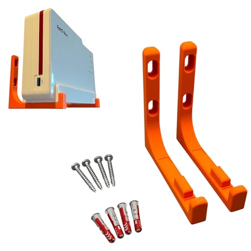 Wandhalterung für AVM Fritz! FritzBox 5690 Pro Halterung inkl. Befestigungsmaterial (Orange) von PLEXONE
