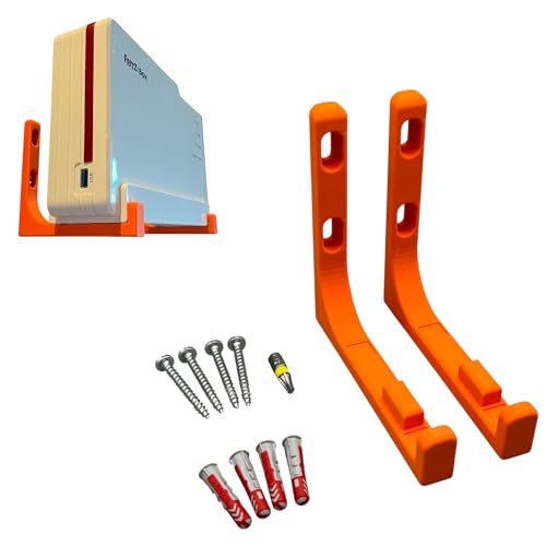 Wandhalterung für AVM Fritz! FritzBox 5690 Pro Halterung inkl. Befestigungsmaterial (Orange + Torx) von PLEXONE