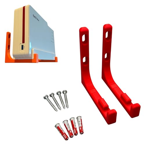 Wandhalterung für AVM Fritz! FritzBox 5690 Pro Halterung inkl. Befestigungsmaterial (Rot) von PLEXONE