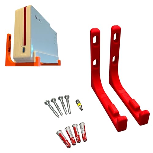 Wandhalterung für AVM Fritz! FritzBox 5690 Pro Halterung inkl. Befestigungsmaterial (Rot + Torx) von PLEXONE