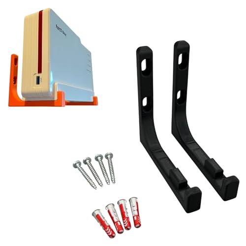 Wandhalterung für AVM Fritz! FritzBox 5690 Pro Halterung inkl. Befestigungsmaterial (Schwarz) von PLEXONE