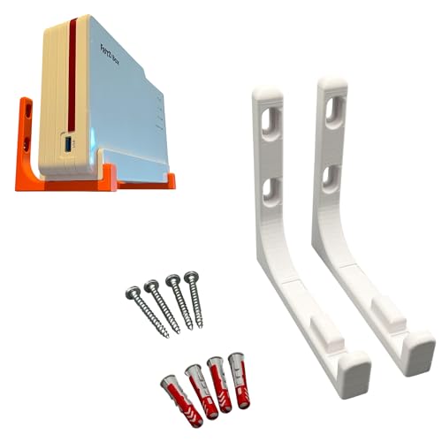 Wandhalterung für AVM Fritz! FritzBox 5690 Pro Halterung inkl. Befestigungsmaterial (Weiß) von PLEXONE