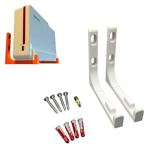 Wandhalterung für AVM Fritz! FritzBox 5690 Pro Halterung inkl. Befestigungsmaterial (Weiß + Torx) von PLEXONE