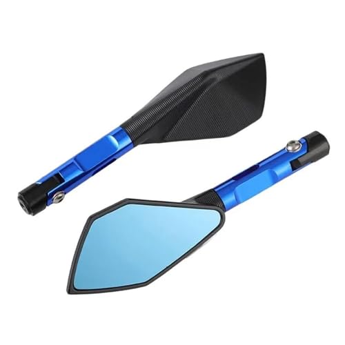 PLFMFVBLBG Motorrad Seitenspiegel Motorrad Rückspiegel Seite Spiegel 8 MM 10 MM Schrauben Universal Motorrad Modifizierte Zubehör Lenkerendenspiegel Motorrad(Blue) von PLFMFVBLBG