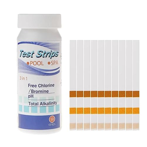 3-in-1-Teststreifen, Chlor-Dip PH-Tester, Papiertest, Wasserstreifen, Schwimmfeder, Heißstreifen-Streifentest Pool-Test, 50 von PLGEBR