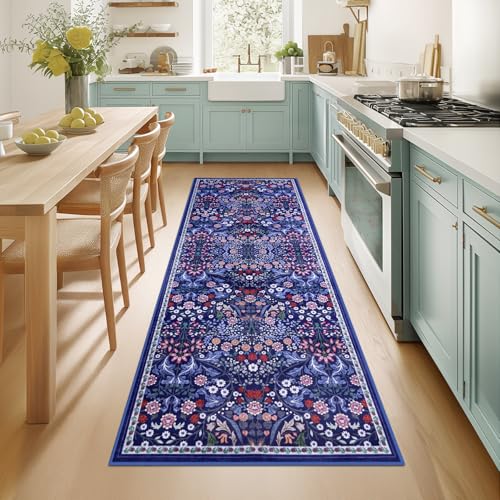 Läufer für den Eingangsbereich: 5 x 25 cm, rutschfest, waschbar, ultradünn, weich, floraler Teppich, Innenboden, schmutzabweisend, Teppiche für Flur, Schlafzimmer, Küche, Waschküche, Badezimmer von PLHXFR
