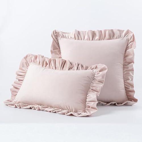 Einfarbig Dekoration Samt Rüschen Kissen Cove Plüsch Weichen Kissenbezug Für Schlafzimmer Sofa Auto Stuhl Wohnkultur 30x50/45/50 cm von PLIAGE