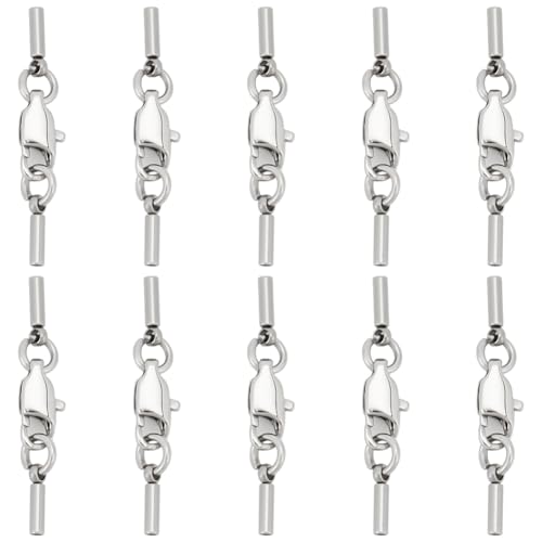 PLIGREAT 10 Stück Kordel Endkappe Edelstahl mit Karabinerverschluss für DIY Schmuck Verbinder Lederarmbänder Halsketten Herstellung Perlen Drahtfaden Endkappe Verschluss PLIGREAT 10 Stück Kordel Endkappe Edelstahl mit Karabinerverschluss für DIY Schmuck Verbinder Lederarmbänder Halsketten Herstellung Perlen Drahtfaden Endkappe Verschluss von PLIGREAT
