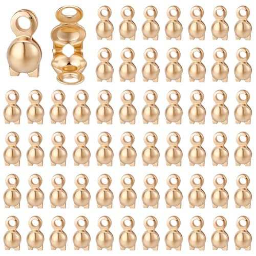 PLIGREAT 100 Stück 14K Gold Gefüllte Muschelkalotte Perlenspitze Bulk Endkappe Knotenabdeckung Messing Doppelt Geschlossene Ringe Für DIY Schmuck Armbänder Halskettenherstellung von PLIGREAT