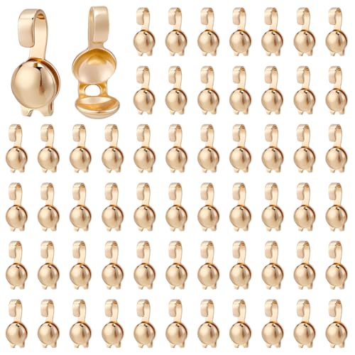 PLIGREAT 100 Stück 14K Gold Gefüllte Muschelkalotte Perlenspitze Bulk Endkappe Knotenabdeckung Terminatoren Messing Offener Haken Für DIY Schmuck Armbänder Halskettenherstellung von PLIGREAT