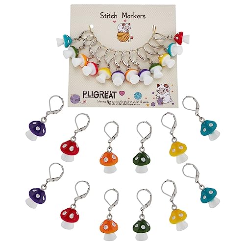 PLIGREAT 12 Stück Niedliche 3D Pilzstichmarkierer Bunte Kleine Pilz Charm Häkelmaschenmarkierer mit Abnehmbarem Karabinerverschluss Verriegelung Strickmarker zum Weben Nähen Quilten PLIGREAT 12 Stück Niedliche 3D Pilzstichmarkierer Bunte Kleine Pilz Charm Häkelmaschenmarkierer mit Abnehmbarem Karabinerverschluss Verriegelung Strickmarker zum Weben Nähen Quilten von PLIGREAT