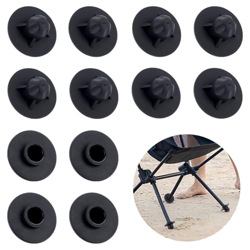 PLIGREAT 16 Stück Campingstuhl Füße 15mm Rohrdurchmesser Abnehmbare Ersatzkappe Abdeckungen Anti-Rutsch Hocker Füße zum Wandern Outdoor Falten Campingstühle Mondstuhl Zubehör, Schwarz von PLIGREAT