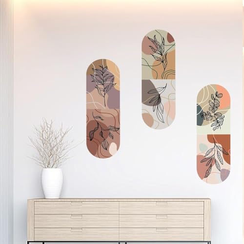 PLIGREAT 2 Blätter Boho Pflanzen Wandtattoos Vinyl DIY gewölbte geometrische Formen Kunst Aufkleber für Wohnzimmer Schlafzimmer Home Office Wanddekorationen von PLIGREAT