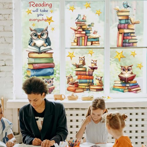 PLIGREAT 2 Blätter süße Eule Lesebücher Fensterklammern Aquarellbücher statische abnehmbare Fensteraufkleber für Schule Klassenzimmer Bibliothek Kinder Schlafzimmer Fenster Dekor PLIGREAT 2 Blätter süße Eule Lesebücher Fensterklammern Aquarellbücher statische abnehmbare Fensteraufkleber für Schule Klassenzimmer Bibliothek Kinder Schlafzimmer Fenster Dekor von PLIGREAT