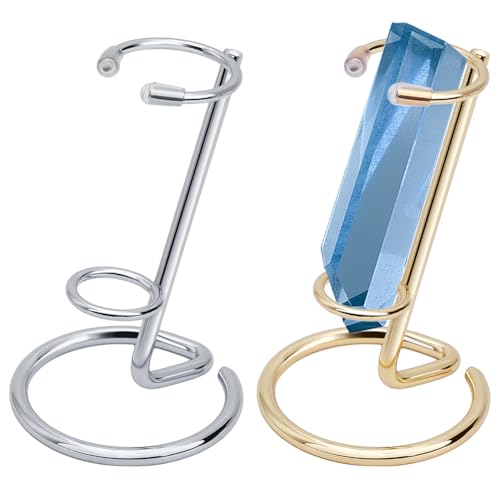 PLIGREAT 2 Farben Kristallkugel Halter Kleine Kristall Zauberstab Display Ständer Gold Eisen Arme Display Halter für Kristallkugel Edelsteine Mineral Achat Home Schreibtisch Tisch Dekor 6.2 x 10.5 cm von PLIGREAT