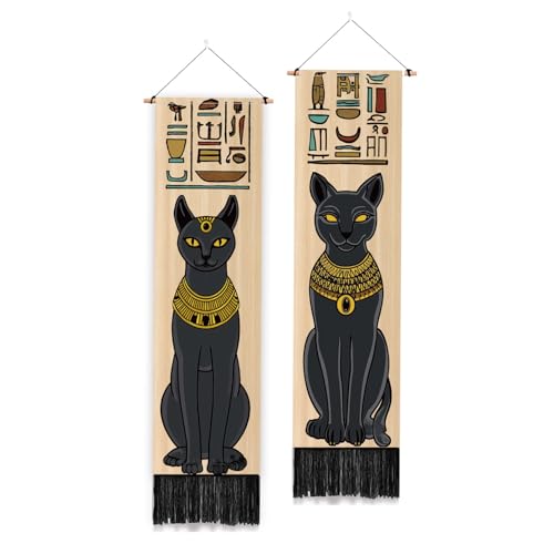 PLIGREAT 2 Packung Vertikaler Wandteppich Mit Ägyptischer Katze Und Seilen Zum Aufhängen Retro Hieroglyphen Ästhetik Wandbehang Für Schlafzimmer Wohnzimmer Büro Heimdekor PLIGREAT 2 Packung Vertikaler Wandteppich Mit Ägyptischer Katze Und Seilen Zum Aufhängen Retro Hieroglyphen Ästhetik Wandbehang Für Schlafzimmer Wohnzimmer Büro Heimdekor von PLIGREAT