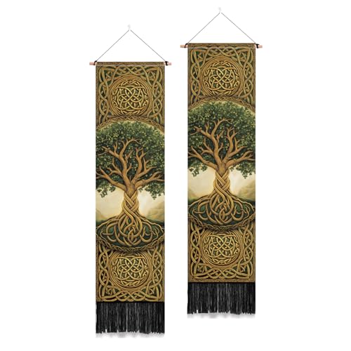 PLIGREAT 2 Packung Vertikaler Wandteppich Mit Lebensbaum Und Keltischem Knoten Ästhetischer Wandbehang Für Schlafzimmer Wohnzimmer Heimdekoration Langer Schmaler Kunst Wandteppich Mit Quasten PLIGREAT 2 Packung Vertikaler Wandteppich Mit Lebensbaum Und Keltischem Knoten Ästhetischer Wandbehang Für Schlafzimmer Wohnzimmer Heimdekoration Langer Schmaler Kunst Wandteppich Mit Quasten von PLIGREAT