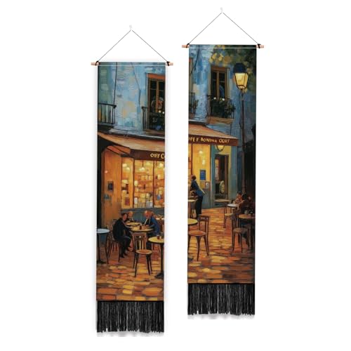 PLIGREAT 2 Packung Vintage Wandbehang Wandteppich Mit Quasten Und Motiv „Ästhetischer Straßenkaffeeladen“ Lang Schmal Für Schlafzimmer Wohnzimmer Zuhause Vertikale Kunstdekoration 52" x 13"/130 x 33cm PLIGREAT 2 Packung Vintage Wandbehang Wandteppich Mit Quasten Und Motiv „Ästhetischer Straßenkaffeeladen“ Lang Schmal Für Schlafzimmer Wohnzimmer Zuhause Vertikale Kunstdekoration 52" x 13"/130 x 33cm von PLIGREAT
