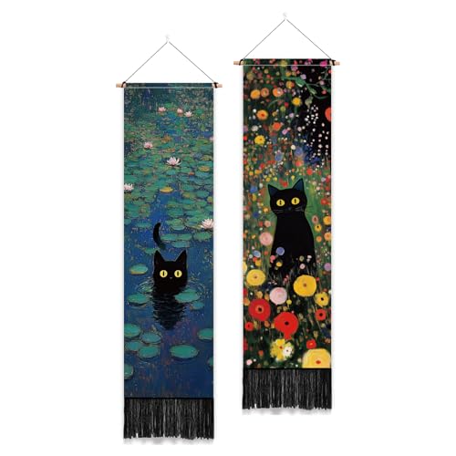 PLIGREAT 2 Packung Wandbehang Mit Schwarzer Katze Wandteppich Mit Ästhetischen Pflanzen Und Blumen Mit Quasten Vertikaler Garten Blumen Wandteppich Für Schlafzimmer Wohnzimmer Zuhause PLIGREAT 2 Packung Wandbehang Mit Schwarzer Katze Wandteppich Mit Ästhetischen Pflanzen Und Blumen Mit Quasten Vertikaler Garten Blumen Wandteppich Für Schlafzimmer Wohnzimmer Zuhause von PLIGREAT