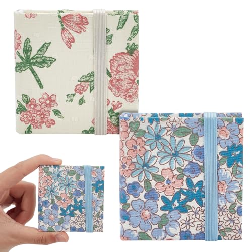 PLIGREAT 2 Pcs Mini Aquarell Skizzenbuch 6x6 cm 300g Portable Square Fabric Cover Kleine Aquarell Skizzenbuch 40 Seiten (20 Blätter) Aquarell texturierte Zeichnung Papiere Travel Sketchbook von PLIGREAT