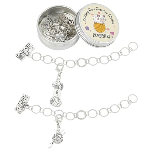 PLIGREAT 2 Sets Silver Yarn Ball Stitch Marker Knitting Row Counter Chains Locking Stitch Marker for Grandma Mom Birthday Gifts Quilting Weaving Sewing Tool DIY Earings Jewelry Making Accessories von PLIGREAT