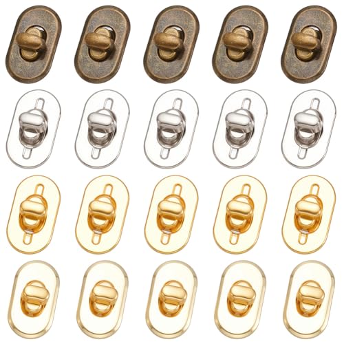 PLIGREAT 20 Stück Geldbörsen Drehverschluss Verschluss Twist Fastener Bag Hardware Schlösser Clip Verschluss Für DIY Handtasche Handwerk Herstellung Zubehör 4 Farben von PLIGREAT