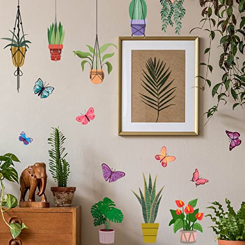 PLIGREAT 23 Stück Hängende Grüne Topfpflanzen Wandtattoo für Wohnzimmer Schlafzimmer Küche Balkon Abnehmbare Vinyl Wandaufkleber Home Wanddekoration Wandkunst Dekor von PLIGREAT