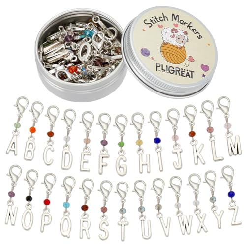 PLIGREAT 26 Stück Perlen Splitter Buchstaben Charm Maschenmarkierer Häkelmarkierer mit Karabinerkrallen Stricken Verriegelungsmarker für Frau DIY Geschenke Schmuckherstellung Zubehör Weben Nähwerkzeug PLIGREAT 26 Stück Perlen Splitter Buchstaben Charm Maschenmarkierer Häkelmarkierer mit Karabinerkrallen Stricken Verriegelungsmarker für Frau DIY Geschenke Schmuckherstellung Zubehör Weben Nähwerkzeug von PLIGREAT