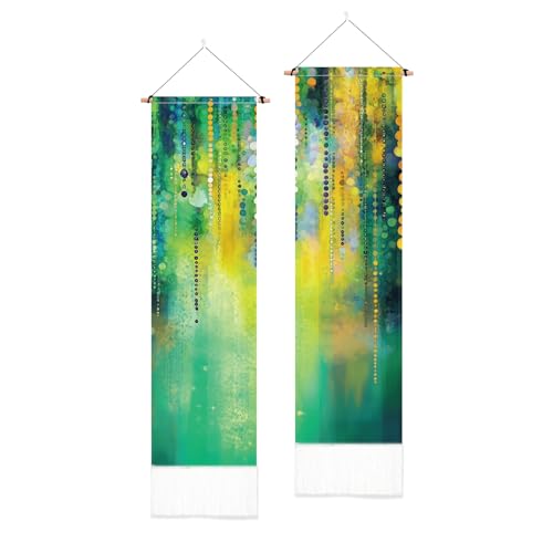 PLIGREAT 2er Pack Aquarell Blumen Wandteppich Malerei Wandbehang mit Quasten Vertikaler abstrakter Wandbehang für Schlafzimmer Wohnzimmer Langer schmaler Wandbehang Zuhause Natur Kunst Dekor von PLIGREAT