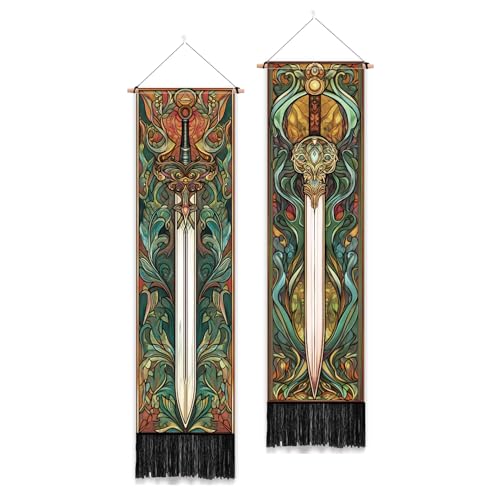PLIGREAT 2er Pack Fantasy Waffen Vertikaler Wandteppich Schwerter Ästhetischer Wandbehang für Schlafzimmer Badezimmer Wohnzimmer Vintage Lange Schmale Wandbehang Schlafsaal Zimmer Zuhause Kunst Dekor PLIGREAT 2er Pack Fantasy Waffen Vertikaler Wandteppich Schwerter Ästhetischer Wandbehang für Schlafzimmer Badezimmer Wohnzimmer Vintage Lange Schmale Wandbehang Schlafsaal Zimmer Zuhause Kunst Dekor von PLIGREAT