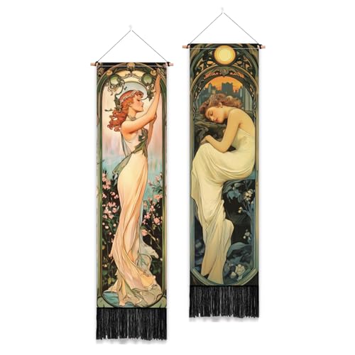 PLIGREAT 2er Pack Mucha Stil Vertikaler Wandteppich Jugendstil Poster Ästhetischer Wandbehang für Schlafzimmer Badezimmer Vintage Lange Schmale Wandbehang Schlafsaal Zimmer Zuhause Kunst Dekor PLIGREAT 2er Pack Mucha Stil Vertikaler Wandteppich Jugendstil Poster Ästhetischer Wandbehang für Schlafzimmer Badezimmer Vintage Lange Schmale Wandbehang Schlafsaal Zimmer Zuhause Kunst Dekor von PLIGREAT