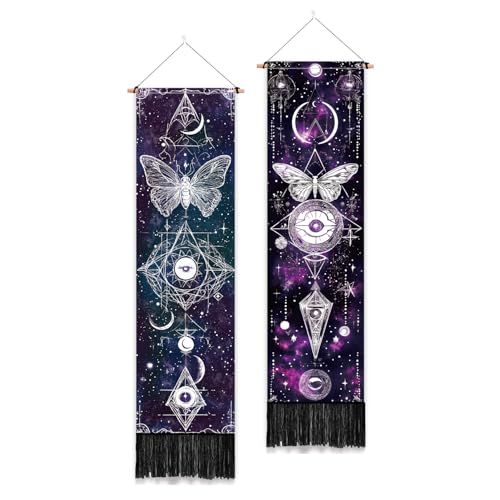 PLIGREAT 2er-Pack Wandteppich mit Quasten Schmetterling Weissagung Ästhetischer Wandbehang Vertikales Zuhause Kunst Wandteppich für Schlafzimmer Badezimmer Wohnzimmer Kunst Dekor von PLIGREAT