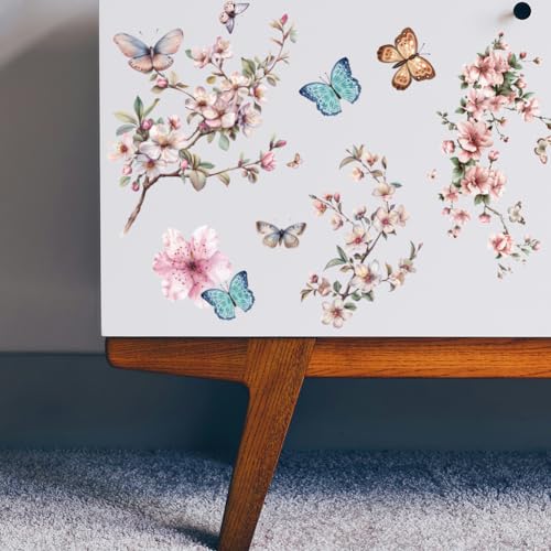 PLIGREAT 3 Blätter Blüte reiben auf Transfers für Handwerk und Möbel Blumenzweige Aufkleber für DIY Kleiderschrank Schublade Schrank Tür Tisch Stuhl Dekoration Alte Möbel Renovierung Dekor Aufkleber PLIGREAT 3 Blätter Blüte reiben auf Transfers für Handwerk und Möbel Blumenzweige Aufkleber für DIY Kleiderschrank Schublade Schrank Tür Tisch Stuhl Dekoration Alte Möbel Renovierung Dekor Aufkleber von PLIGREAT