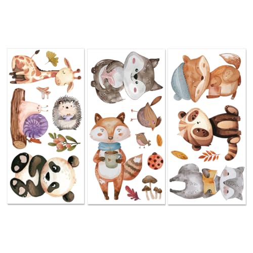 PLIGREAT 3 Blätter Cartoon Tiere reiben auf Transfers für Handwerk und Möbel, Panda reiben auf Transfer Aufkleber Fuchs Home Decor Transferpapier für DIY Holz Möbel Schrank Tür Tisch Dekoration von PLIGREAT