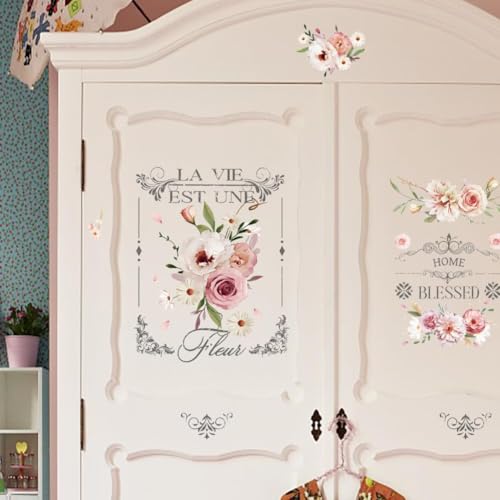 PLIGREAT 3 Blätter Retro Rub on Sticker für Möbel Transfers Aquarell Blumen Aufkleber für DIY Handwerk Holz Kleiderschrank Schublade Schranktür Tischstuhl Dekoration alte Möbel Renovierung Dekor PLIGREAT 3 Blätter Retro Rub on Sticker für Möbel Transfers Aquarell Blumen Aufkleber für DIY Handwerk Holz Kleiderschrank Schublade Schranktür Tischstuhl Dekoration alte Möbel Renovierung Dekor von PLIGREAT