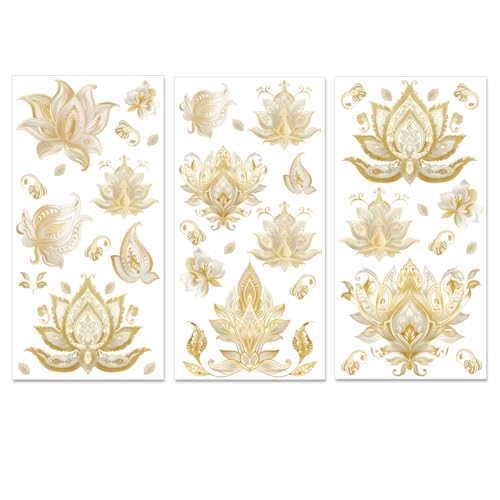 PLIGREAT 3 Blätter reiben auf Transfers für Kunsthandwerk und Möbel, Gold Paisley Muster reiben auf Transfer Aufkleber reiben auf Abziehbildern für DIY Holz Möbel Kühlschrank Dekoration von PLIGREAT