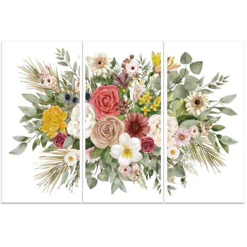 PLIGREAT 3 Blatt Blumencluster Transferaufkleber Zum Aufreiben Für Möbel Großes Blatt Wasserfest UV DTF Transferaufkleber Für Schränke Kommoden Keramik Bastelprojekte Heimdekoration von PLIGREAT