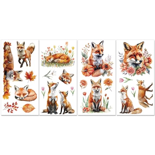 PLIGREAT 4 Blatt Aquarell Fuchs Abziehbilder Zum Basteln Ahornblätter Blumen Möbel Abziehbilder Für Holzkommoden Kleiderschrank Dekor Alte Möbel Renovierungsdekor Transferaufkleber PLIGREAT 4 Blatt Aquarell Fuchs Abziehbilder Zum Basteln Ahornblätter Blumen Möbel Abziehbilder Für Holzkommoden Kleiderschrank Dekor Alte Möbel Renovierungsdekor Transferaufkleber von PLIGREAT