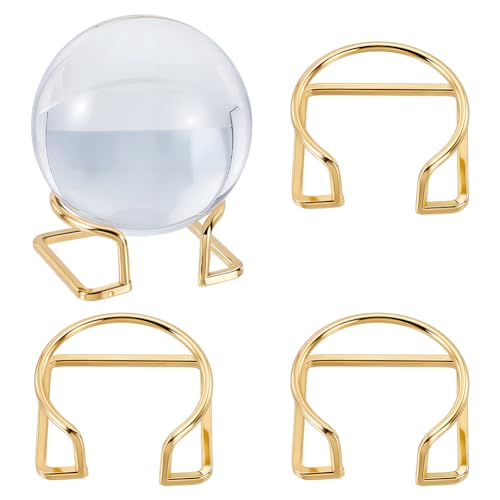 PLIGREAT 4 Stück Metall Kristallkugelhalter Gold Display Stand Basis Minimalismus Kugel Halter Für Glas Schüssel Globus Bälle von PLIGREAT