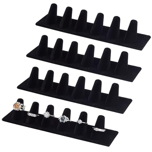 PLIGREAT 4 Stück Ringständer Aus Schwarzem Samt 6 Fingerringhalter Fingerschmuck Displayständer Aufbewahrungsorganisatoren Für Hochzeits Verlobungs Und Jubiläumsring Shows PLIGREAT 4 Stück Ringständer Aus Schwarzem Samt 6 Fingerringhalter Fingerschmuck Displayständer Aufbewahrungsorganisatoren Für Hochzeits Verlobungs Und Jubiläumsring Shows von PLIGREAT