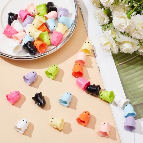 PLIGREAT 45 Stück niedliche geisterförmige Perlen bunte Acryl Halloween Cartoon Perlen 9 Farben lose Geist Abstandsperlen für die Schmuckherstellung DIY Armbänder Halsketten Perlen Handwerk Zubehör PLIGREAT 45 Stück niedliche geisterförmige Perlen bunte Acryl Halloween Cartoon Perlen 9 Farben lose Geist Abstandsperlen für die Schmuckherstellung DIY Armbänder Halsketten Perlen Handwerk Zubehör von PLIGREAT