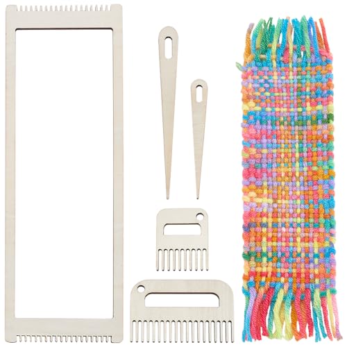 PLIGREAT 5-teiliger Holzwebstuhl-Kit, rechteckiger Webstuhl mit Webkamm und Häkelnadel 7x21cm Holzwebstuhl für erwachsene Anfänger, Stricken DIY-Bastelliebhaber PLIGREAT 5-teiliger Holzwebstuhl-Kit, rechteckiger Webstuhl mit Webkamm und Häkelnadel 7x21cm Holzwebstuhl für erwachsene Anfänger, Stricken DIY-Bastelliebhaber von PLIGREAT